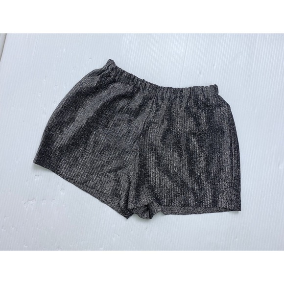 vintage 70s SILVER SPARKLY disco SHORTS Md/28 lurex party glam pants high waist - Picture 3 of 10